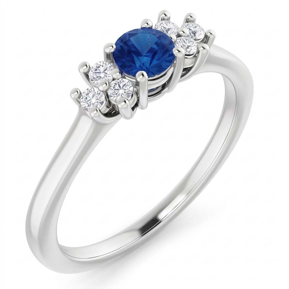 Natural Real ( Not Lab Grown )  Round Blue Sapphire Stone 1.50 Carats Engagement Ring