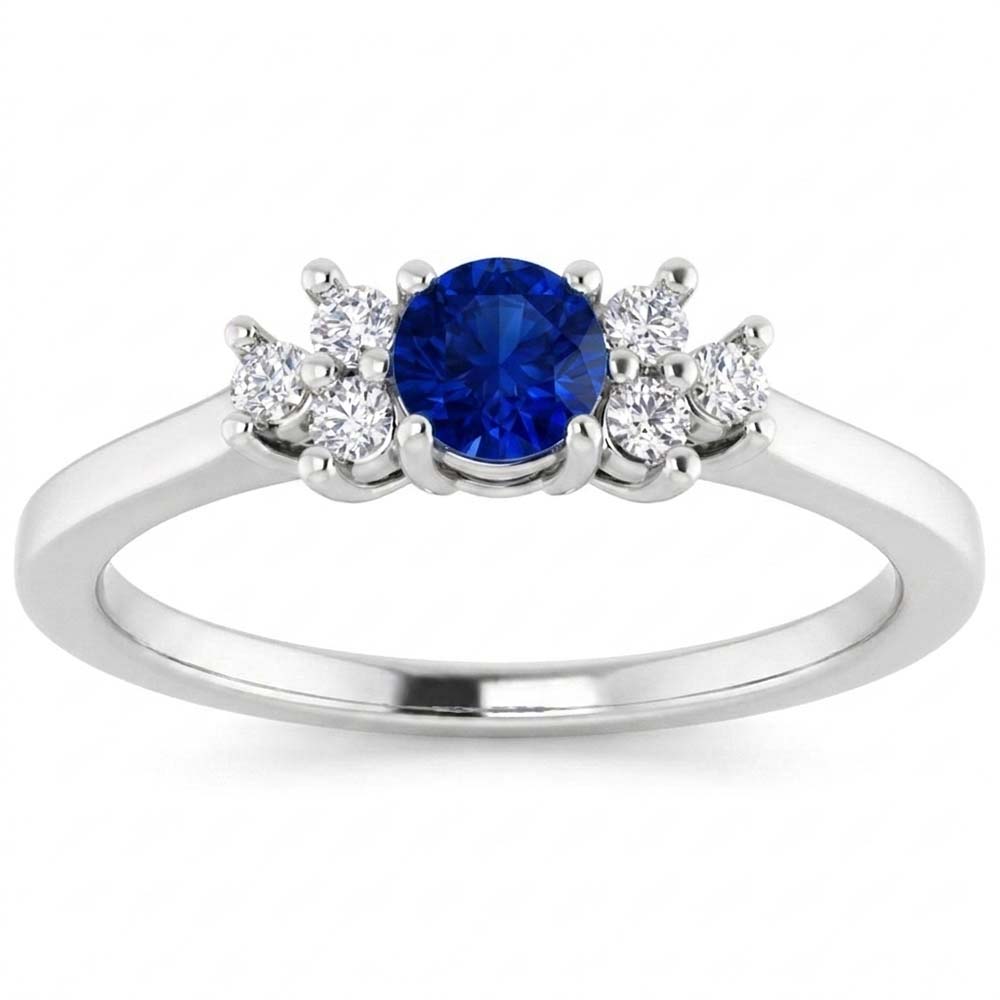 Natural Real ( Not Lab Grown )  Round Blue Sapphire Stone 1.50 Carats Engagement Ring