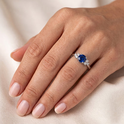 Natural Real ( Not Lab Grown )  Round Blue Sapphire Stone 1.50 Carats Engagement Ring