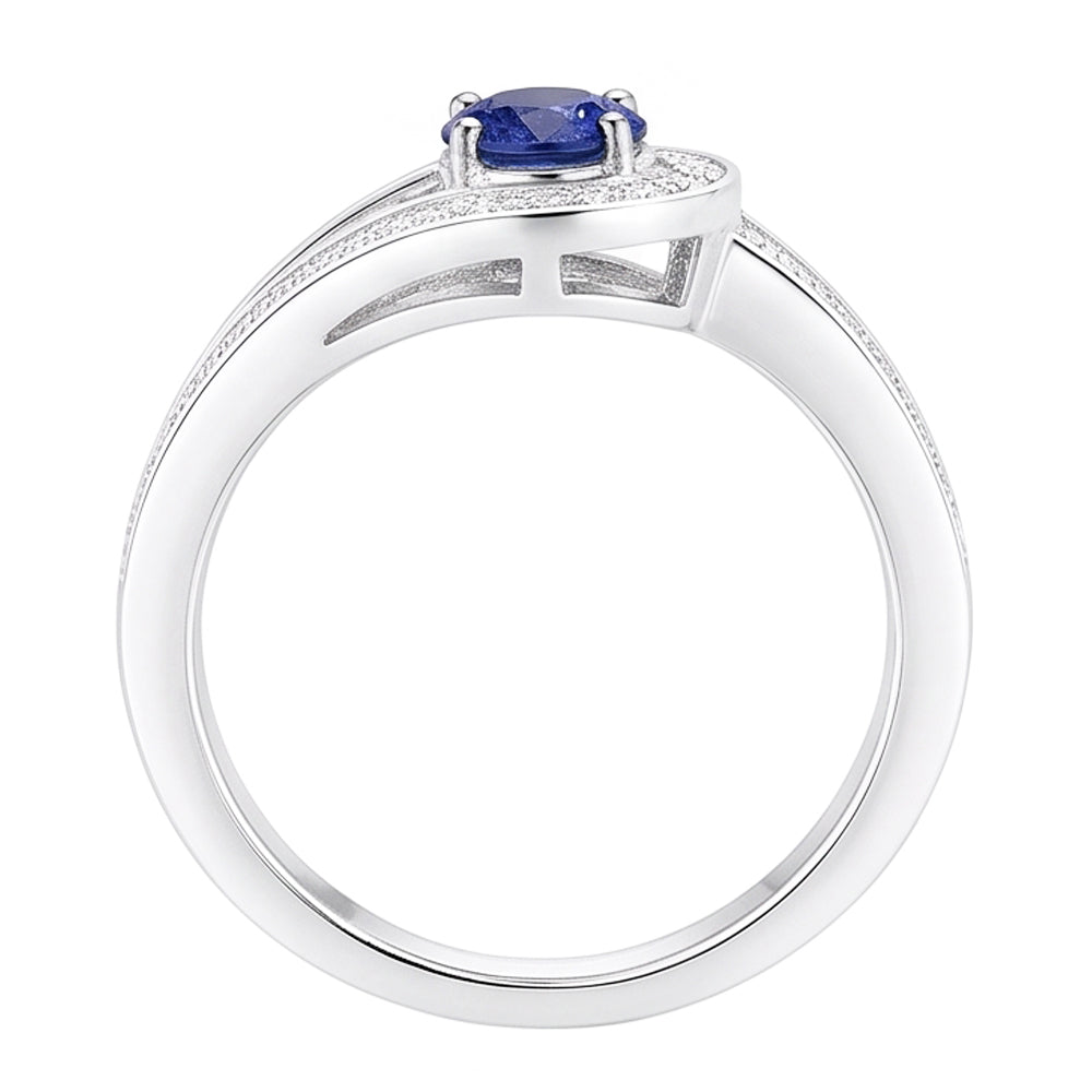 Natural Real ( Not Lab Grown )  Round Blue Sapphire With Accents Ring Split Shank Style 1.50 Carats