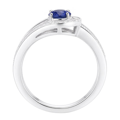 Natural Real ( Not Lab Grown )  Round Blue Sapphire With Accents Ring Split Shank Style 1.50 Carats