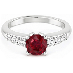 Natural Real ( Not Lab Grown ) Round Ruby 1.50 Carats Engagement Ring White Gold 14K