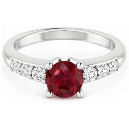 Natural Real ( Not Lab Grown ) Round Ruby 1.50 Carats Engagement Ring White Gold 14K