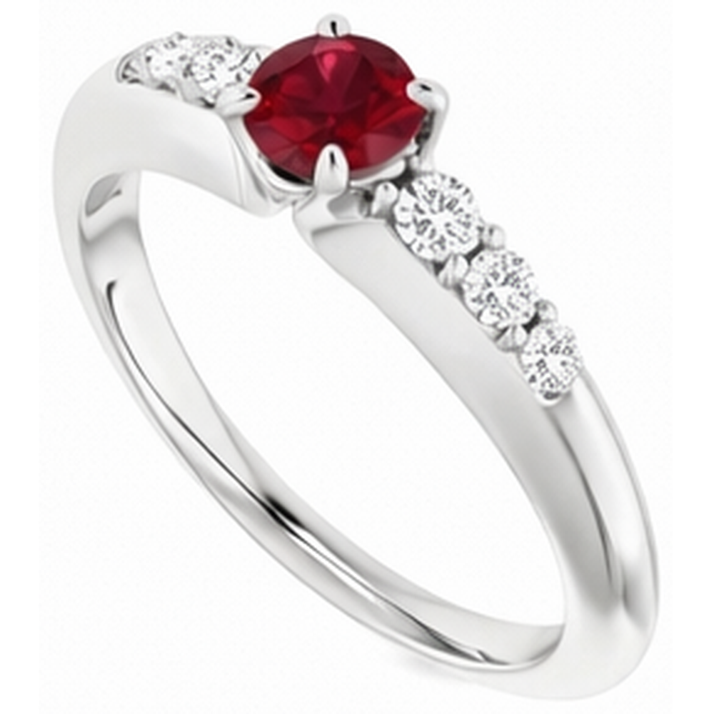 Natural Real ( Not Lab Grown ) Round Ruby 1.50 Carats Engagement Ring White Gold 14K