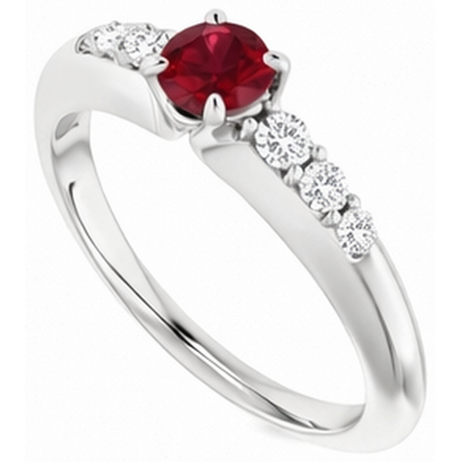Natural Real ( Not Lab Grown ) Round Ruby 1.50 Carats Engagement Ring White Gold 14K