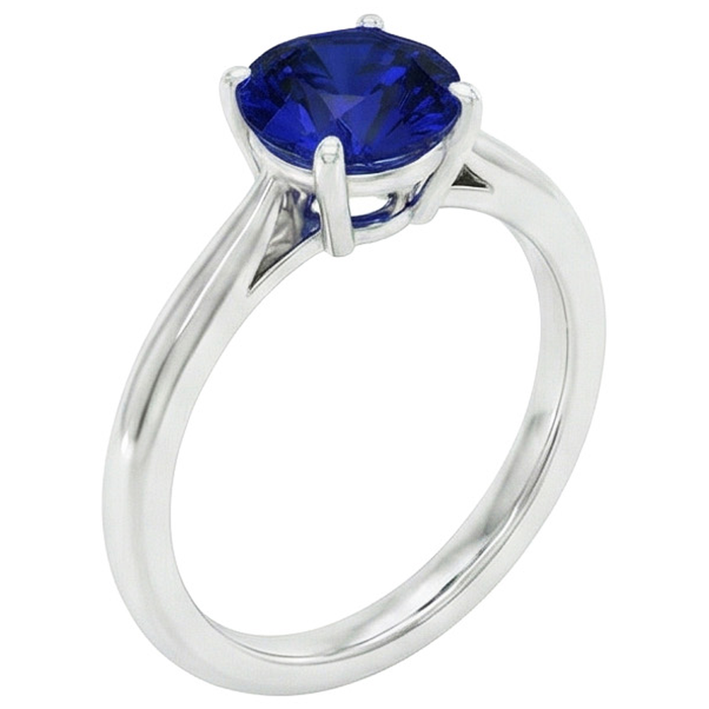Natural Real ( Not Lab Grown )  Round Sapphire One Stone Ring Design