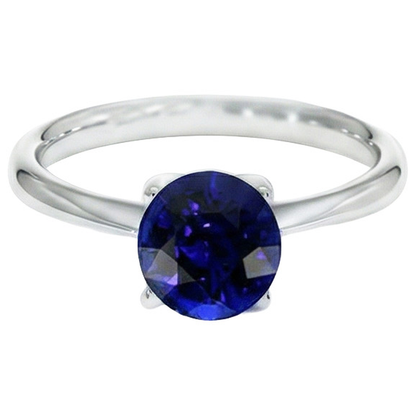 Natural Real ( Not Lab Grown )  Round Sapphire One Stone Ring Design