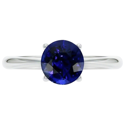 Natural Real ( Not Lab Grown )  Round Sapphire One Stone Ring Design