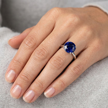 Natural Real ( Not Lab Grown )  Round Sapphire One Stone Ring Design