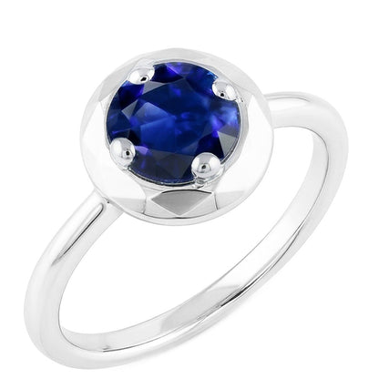Natural Real ( Not Lab Grown )  Round Solitaire Blue Sapphire Ring 1 Carat 4 Prong Gemstone Jewelry
