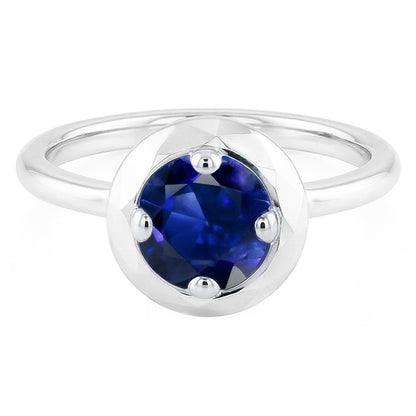 Natural Real ( Not Lab Grown )  Round Solitaire Blue Sapphire Ring 1 Carat 4 Prong Gemstone Jewelry