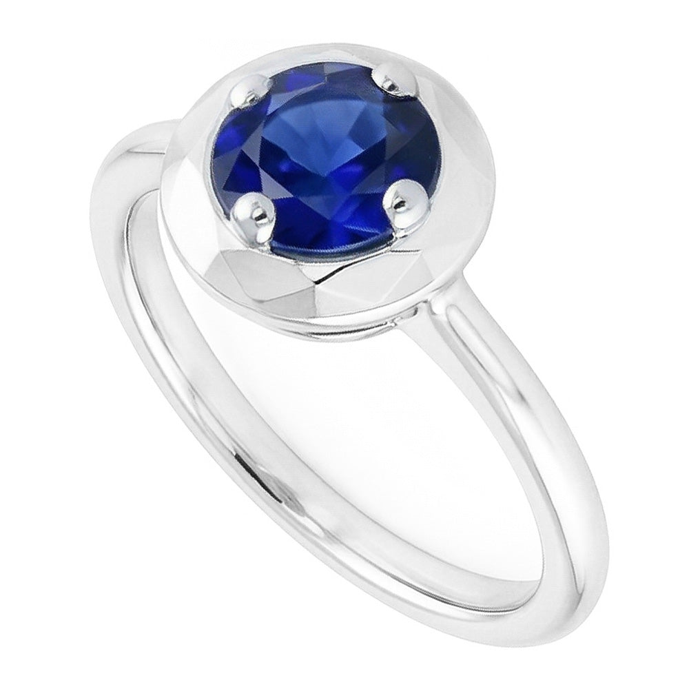 Natural Real ( Not Lab Grown )  Round Solitaire Blue Sapphire Ring 1 Carat 4 Prong Gemstone Jewelry