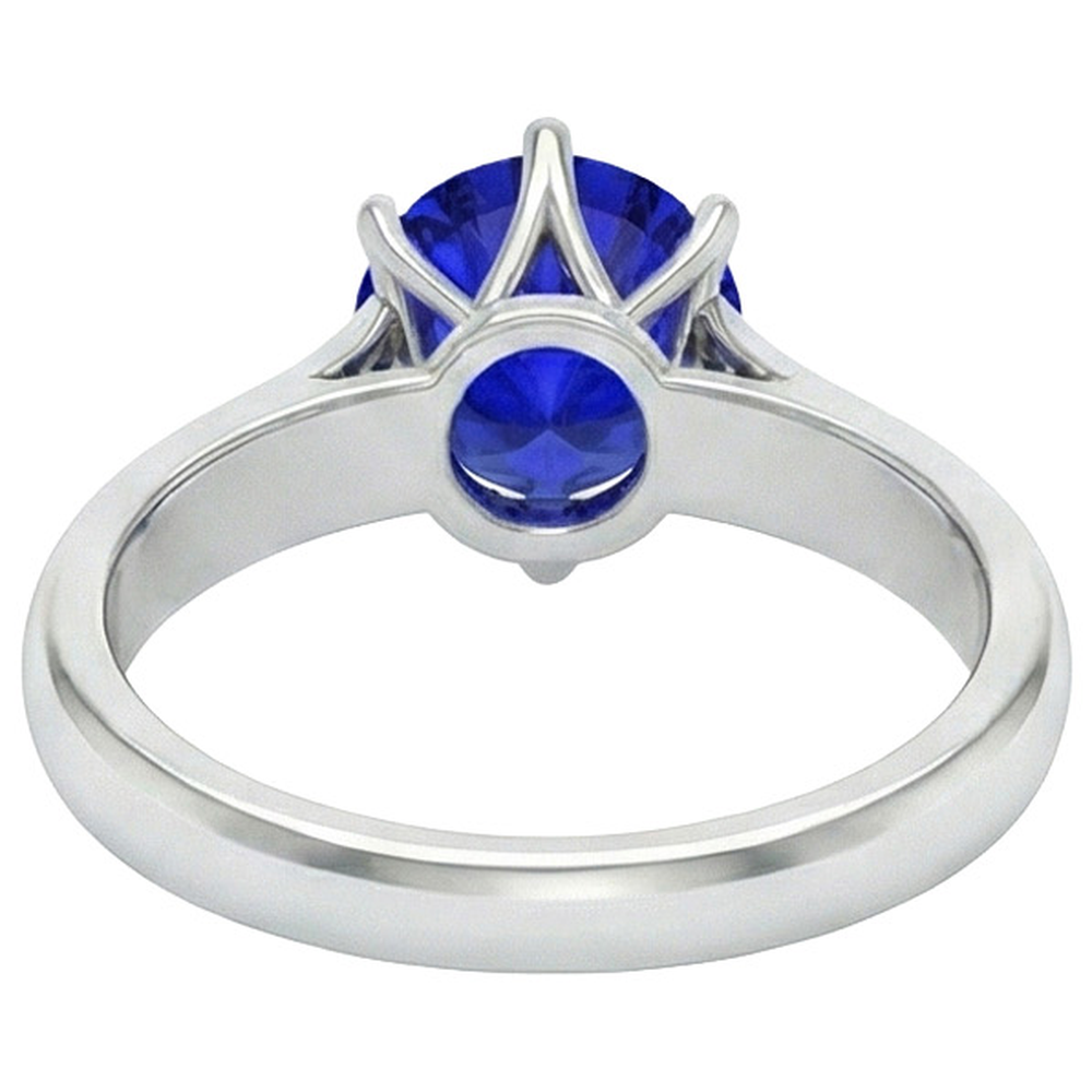 Natural Real ( Not Lab Grown )  Round Solitaire Ring Sri Lankan Sapphire 2 Carats White Gold 14K