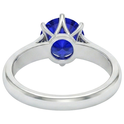 Natural Real ( Not Lab Grown )  Round Solitaire Ring Sri Lankan Sapphire 2 Carats White Gold 14K