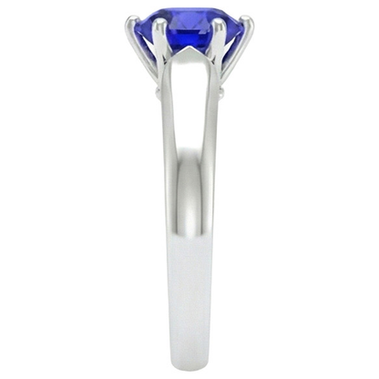 Natural Real ( Not Lab Grown )  Round Solitaire Ring Sri Lankan Sapphire 2 Carats White Gold 14K