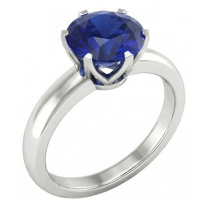 Natural Real ( Not Lab Grown )  Round Solitaire Sapphire Mens Ring 3 Carats White Gold Jewelry