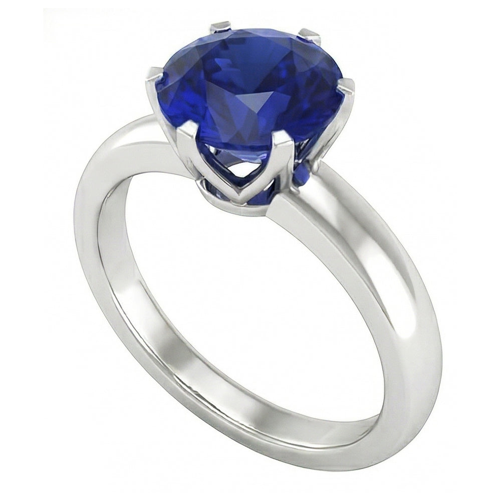 Natural Real ( Not Lab Grown )  Round Solitaire Sapphire Mens Ring 3 Carats White Gold Jewelry