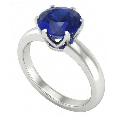 Natural Real ( Not Lab Grown )  Round Solitaire Sapphire Mens Ring 3 Carats White Gold Jewelry