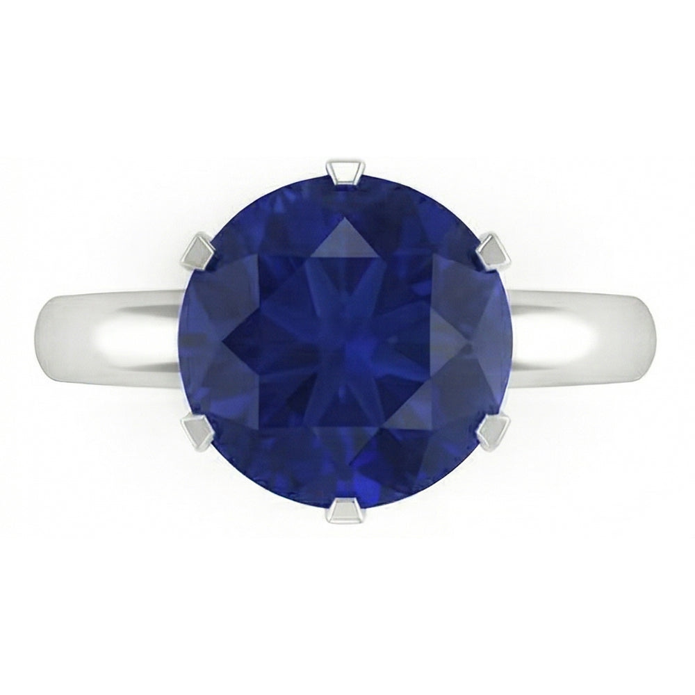 Natural Real ( Not Lab Grown )  Round Solitaire Sapphire Mens Ring 3 Carats White Gold Jewelry