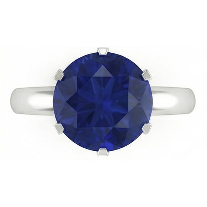Natural Real ( Not Lab Grown )  Round Solitaire Sapphire Mens Ring 3 Carats White Gold Jewelry