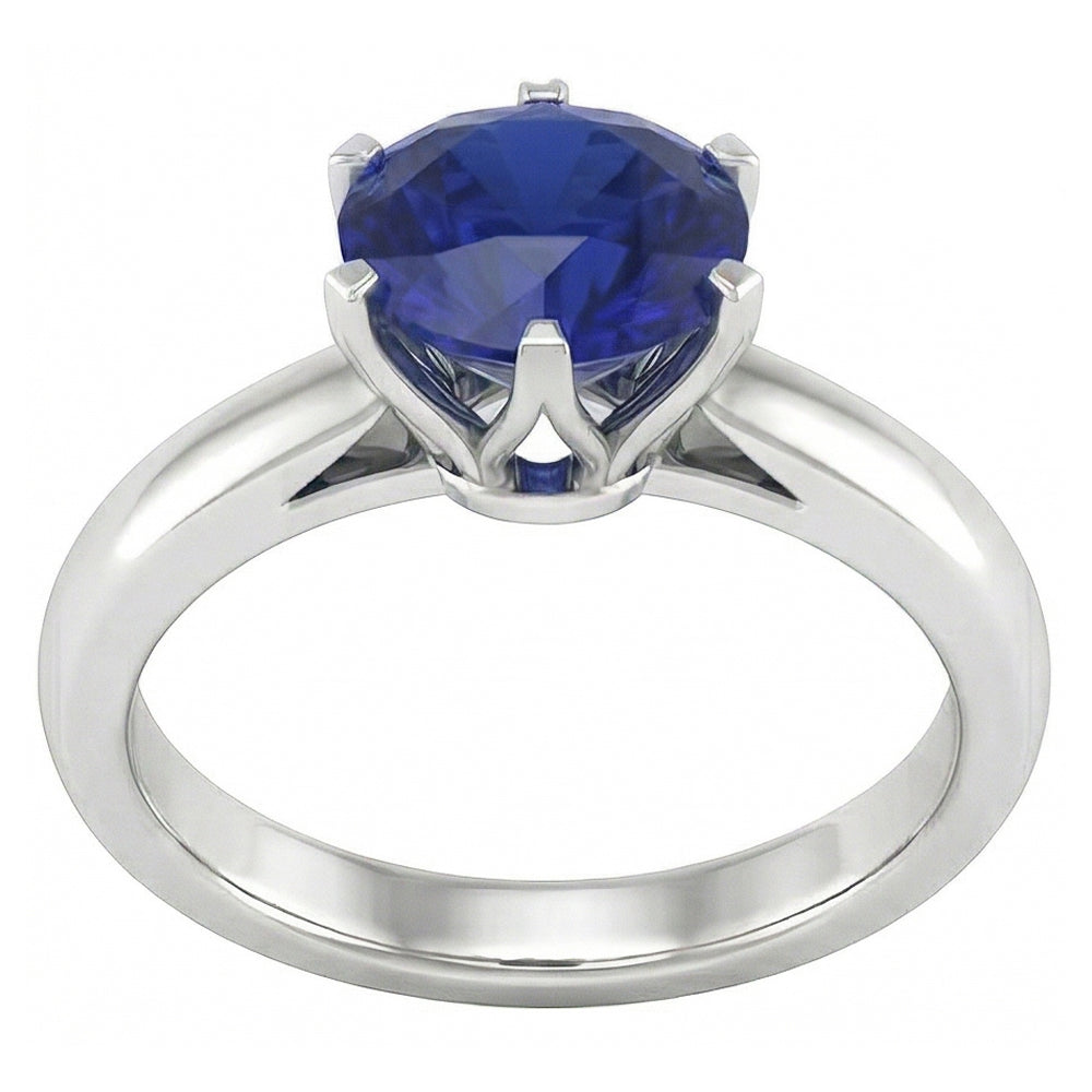 Natural Real ( Not Lab Grown )  Round Solitaire Sapphire Mens Ring 3 Carats White Gold Jewelry