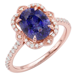 Natural Real ( Not Lab Grown )  Royal Blue Cornflower Sapphire Rose Gold Ring