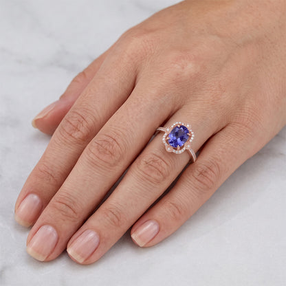 Natural Real ( Not Lab Grown )  Royal Blue Cornflower Sapphire Rose Gold Ring