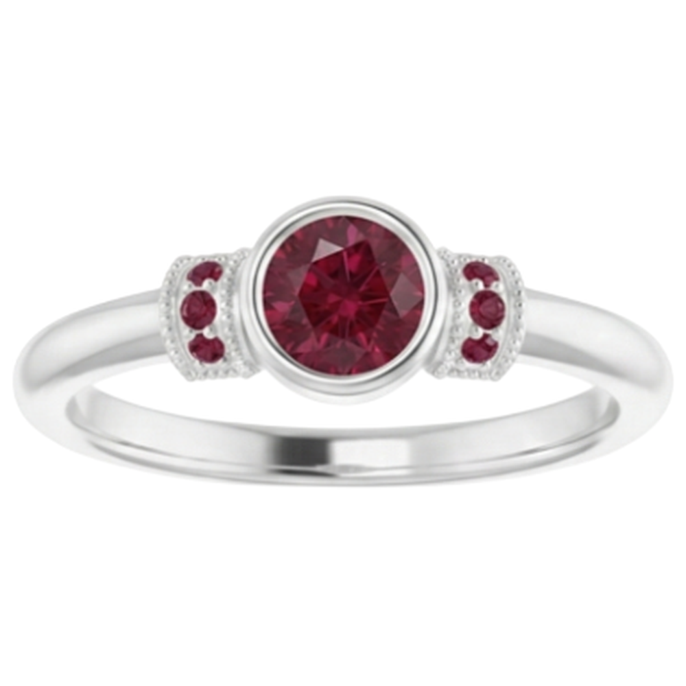 Natural Real ( Not Lab Grown )  Ruby Ring 1 Carat Milgrain Women Bezel Set Jewelry