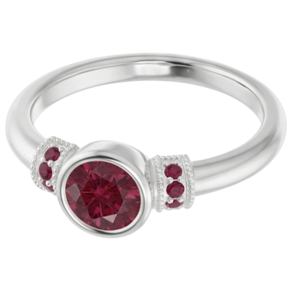 Natural Real ( Not Lab Grown )  Ruby Ring 1 Carat Milgrain Women Bezel Set Jewelry