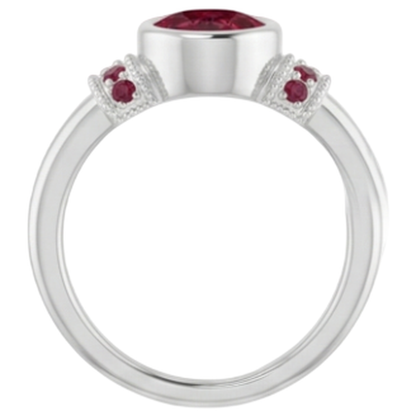 Natural Real ( Not Lab Grown )  Ruby Ring 1 Carat Milgrain Women Bezel Set Jewelry