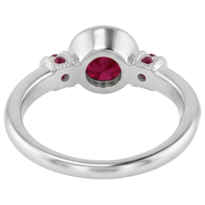 Natural Real ( Not Lab Grown )  Ruby Ring 1 Carat Milgrain Women Bezel Set Jewelry