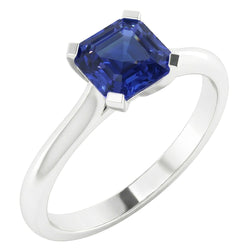 Natural Real ( Not Lab Grown )  Sapphire Asscher Cut Gemstone Engagement Ring