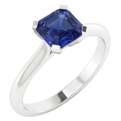 Natural Real ( Not Lab Grown )  Sapphire Asscher Cut Gemstone Engagement Ring