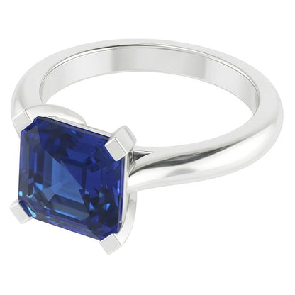 Natural Real ( Not Lab Grown )  Sapphire Asscher Cut Gemstone Engagement Ring