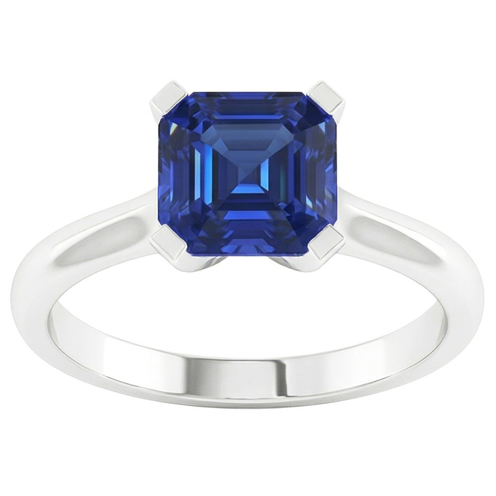 Natural Real ( Not Lab Grown )  Sapphire Asscher Cut Gemstone Engagement Ring