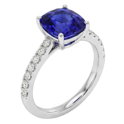 Natural Real ( Not Lab Grown )  Sapphire Engagement Ring Ceylon Blue White Gold Jewelry 2.75 Carats