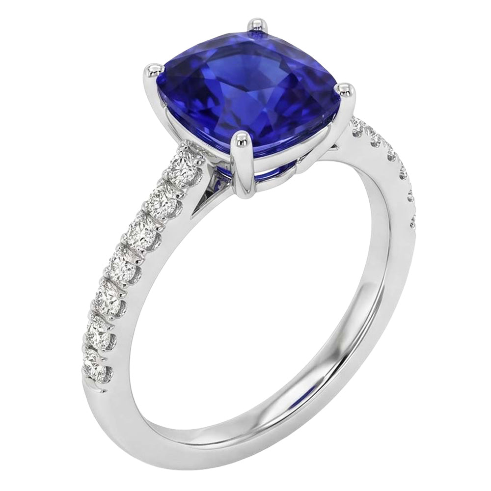 Natural Real ( Not Lab Grown )  Sapphire Engagement Ring Ceylon Blue White Gold Jewelry 2.75 Carats