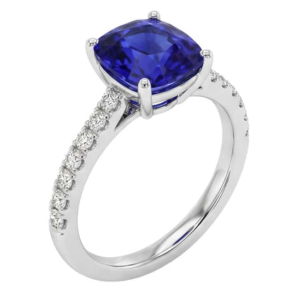 Natural Real ( Not Lab Grown )  Sapphire Engagement Ring Ceylon Blue White Gold Jewelry 2.75 Carats