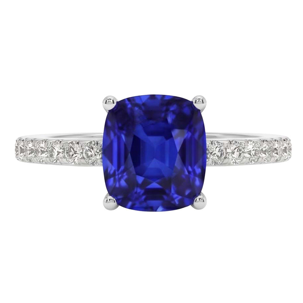 Natural Real ( Not Lab Grown )  Sapphire Engagement Ring Ceylon Blue White Gold Jewelry 2.75 Carats
