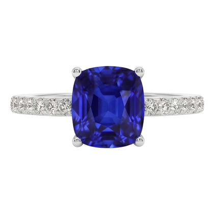 Natural Real ( Not Lab Grown )  Sapphire Engagement Ring Ceylon Blue White Gold Jewelry 2.75 Carats