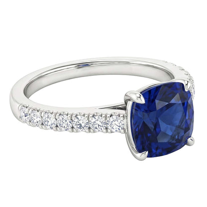 Natural Real ( Not Lab Grown )  Sapphire Engagement Ring Ceylon Blue White Gold Jewelry 2.75 Carats