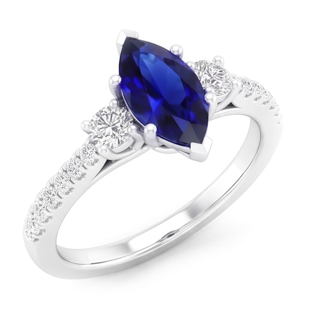 Natural Real ( Not Lab Grown )  Sapphire Engagement Ring Marquise Cut