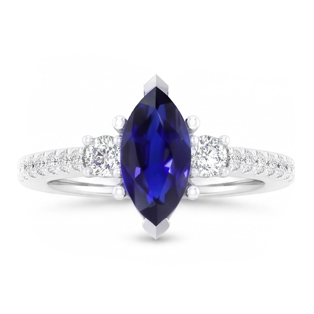 Natural Real ( Not Lab Grown )  Sapphire Engagement Ring Marquise Cut