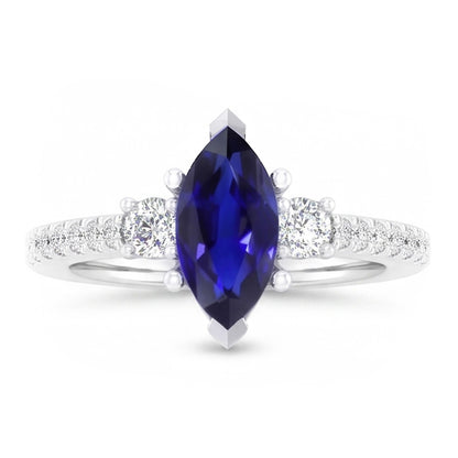 Natural Real ( Not Lab Grown )  Sapphire Engagement Ring Marquise Cut