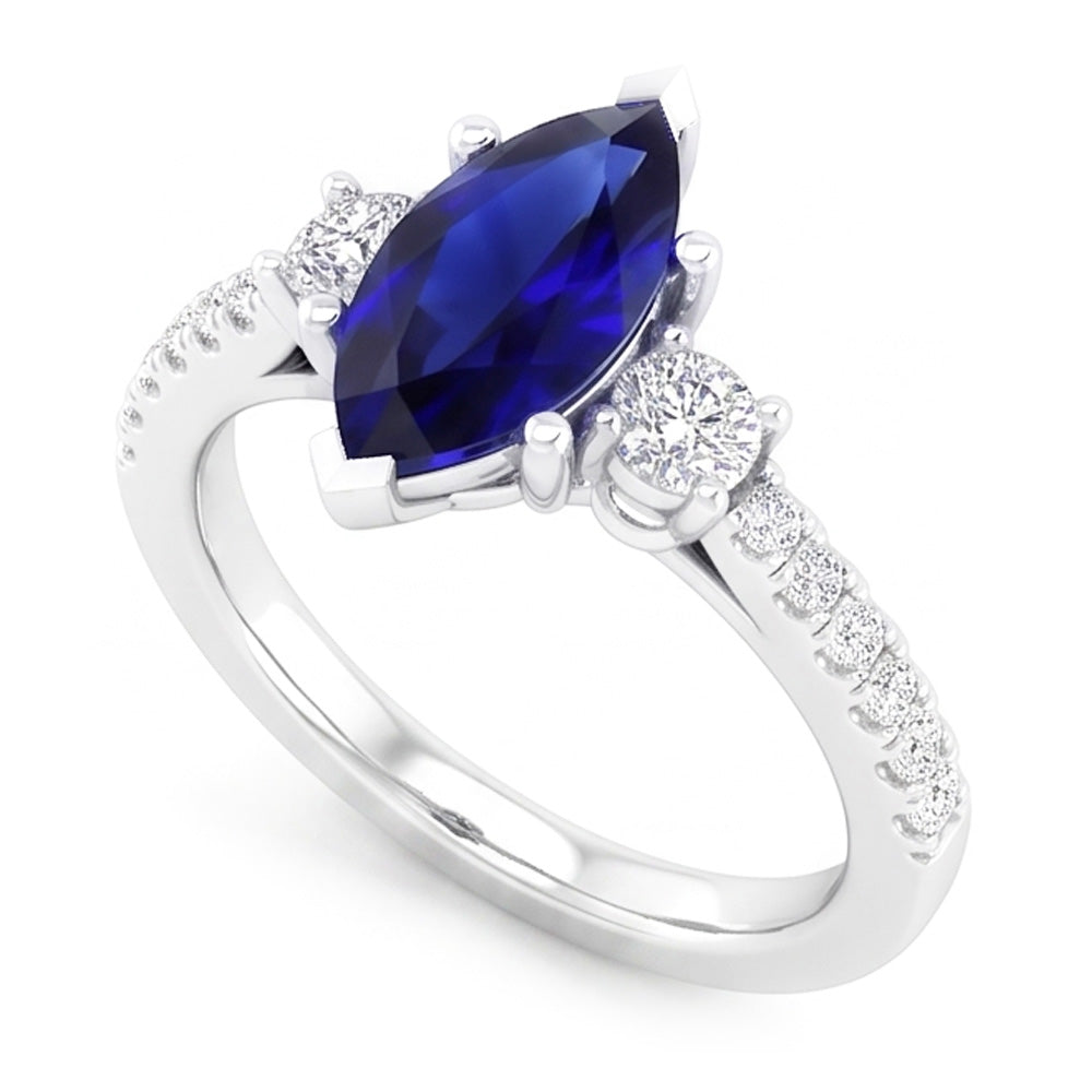 Natural Real ( Not Lab Grown )  Sapphire Engagement Ring Marquise Cut