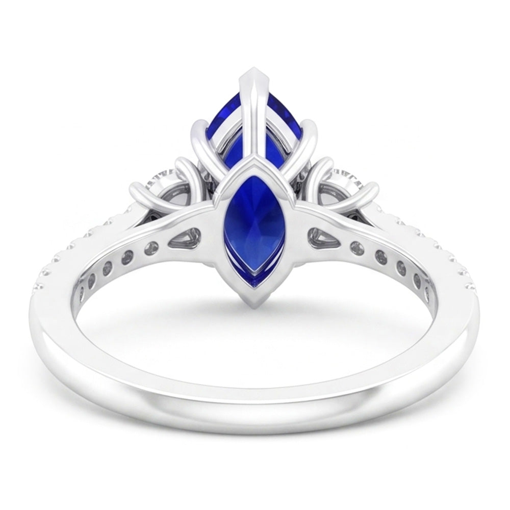 Natural Real ( Not Lab Grown )  Sapphire Engagement Ring Marquise Cut