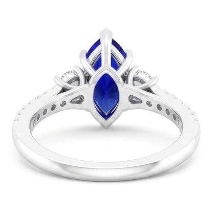 Natural Real ( Not Lab Grown )  Sapphire Engagement Ring Marquise Cut