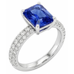 Natural Real ( Not Lab Grown )  Sapphire Jewelry Radiant Cut Gemstone Ring