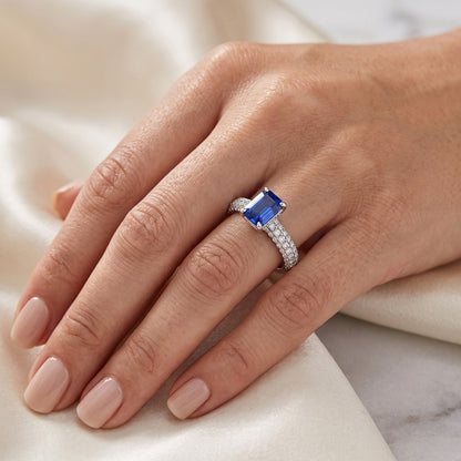 Natural Real ( Not Lab Grown )  Sapphire Jewelry Radiant Cut Gemstone Ring