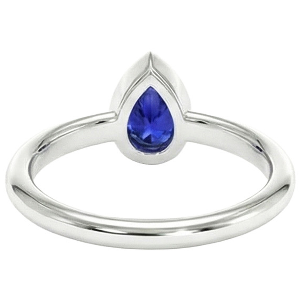 Natural Real ( Not Lab Grown )  Sapphire Pear Cut Bezel Engagement Ring